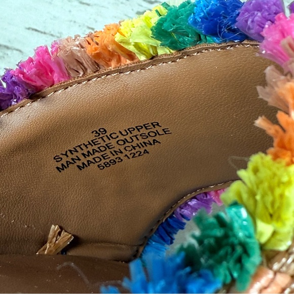 Kurt Geiger Kensington Eagle Casual Flat Raffia Slide Sandals EU 39 Rainbow New - Picture 12 of 14